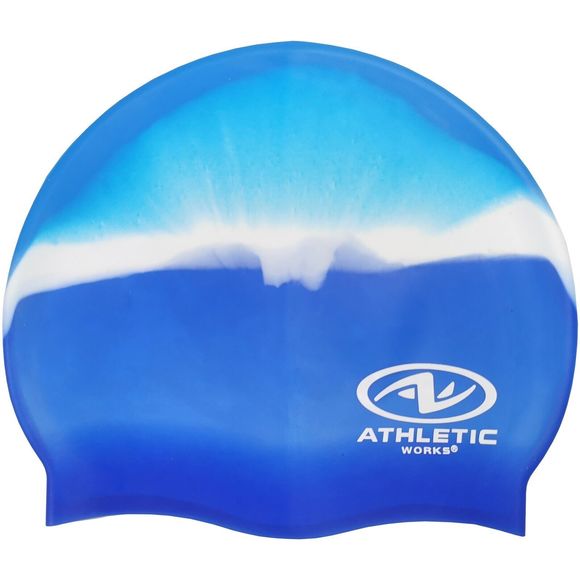 Athletic Works Junior Size Blue Multi Silicone Swim Cap New - Picture 4 of 5